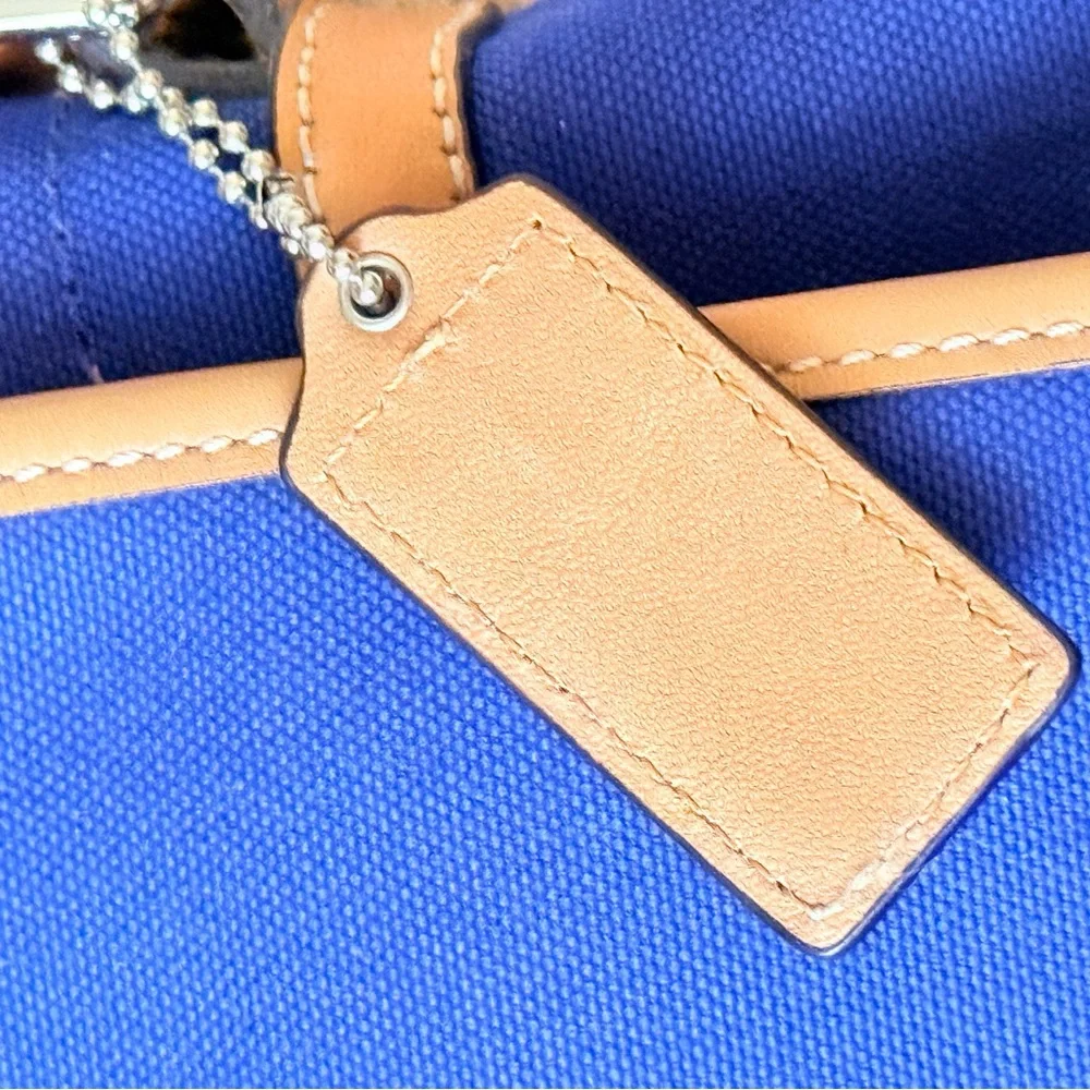 Vintage Coach Voyager Blue Canvas Messenger Bag Stripe
